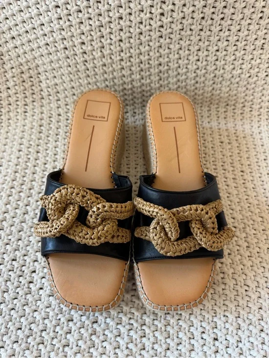 Dolce Vita Raffia Chain Espadrille Platform Sandals 8.5