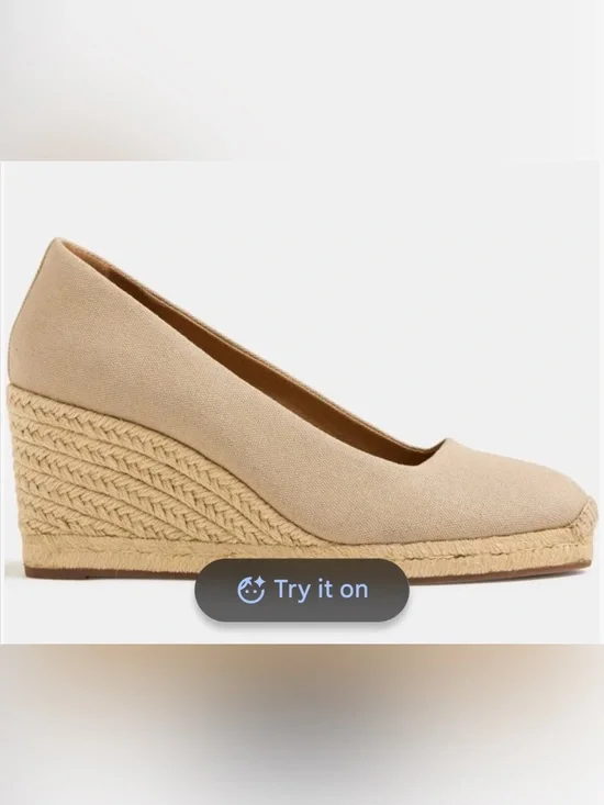 NEW J. Crew Womens Canvas Espadrille Wedge Pumps in Beige Color Size 8 Classic