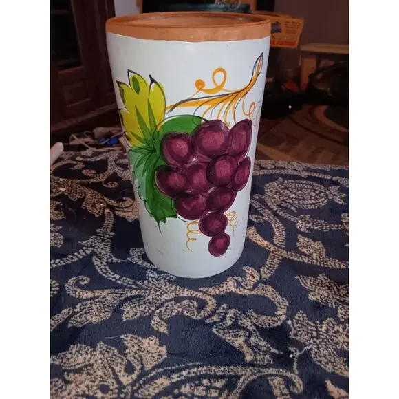 Vintage Pier 1 Utensil Holder Or Wine Cooler Ceramic Piece. Used Good Condition