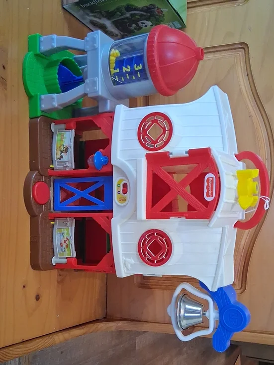 Fisher-Price White & Red Farm Barn Playset with Blue & Green Accents