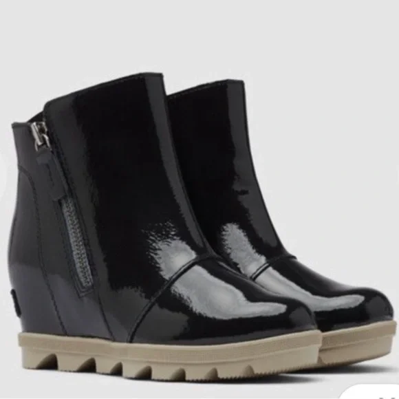 NWT Sorel | Girls Black Shimmer Arctic Zip II  Waterproof Wedge Ankle Boot, sz 4