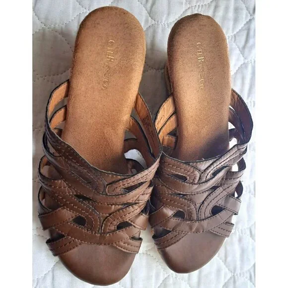 G.H.Bass & Company Women's 8.5 Brown Slides Jute Wedge 