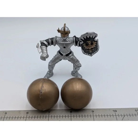 Chap Mei Silver Knight Figure 3 Inch 1995 with 2 Gold Cannon‎ Balls Lot