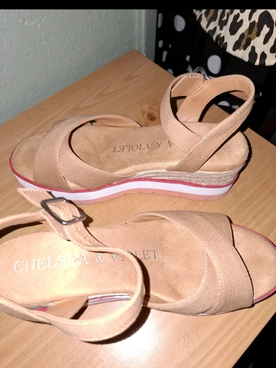 Chelsea & Violet Blush and Pink Platform Wedge Sandals