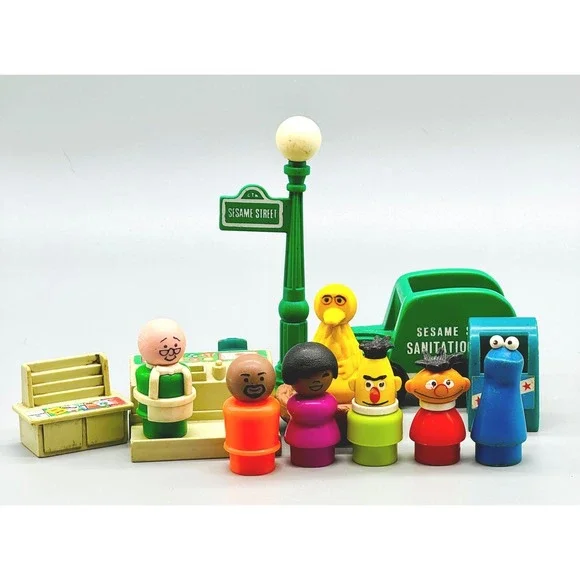 Fisher Price Sesame Street Little People Figures Big Bird Cookie Monster 1970s