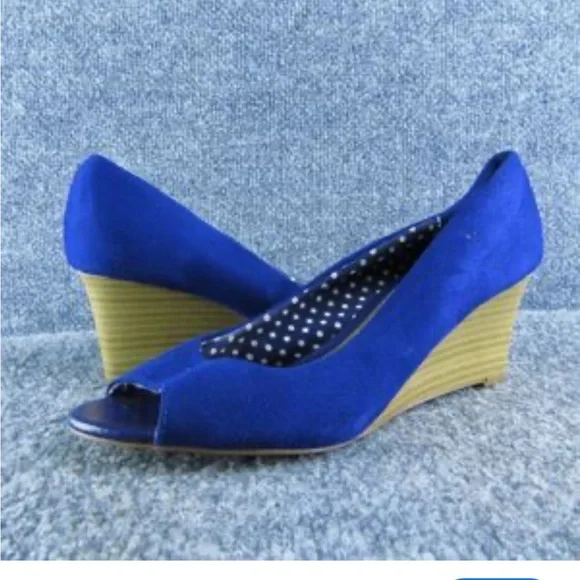Y2k Dexflex Comfort navy blue suede Wedges size 11