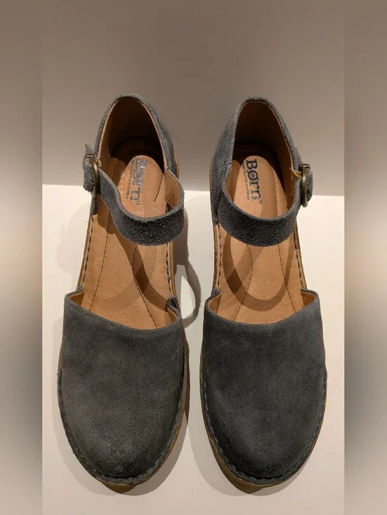 Born Women's Dusty Blue Suede Mary Jane 