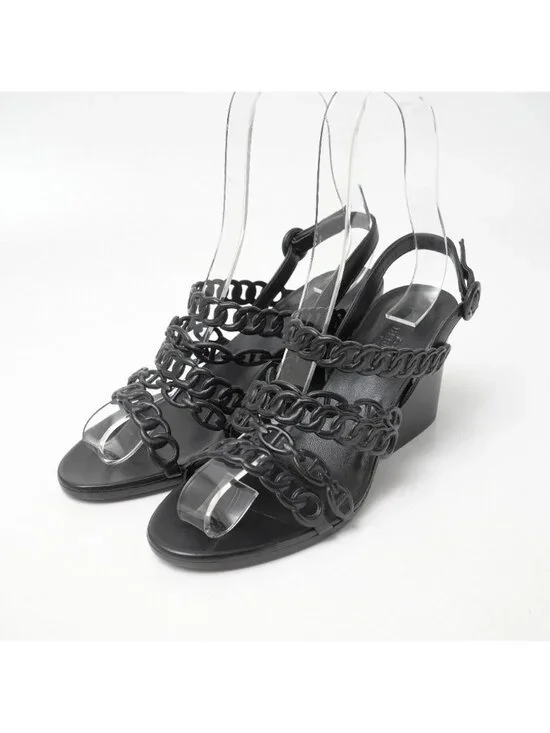 Hermes Romanzo Sandals Chaine D'ancre Strap Wedge Sole RB