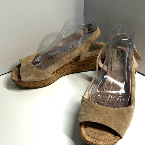 MRKT Women's Tan Suede Slingback Cork Platform Sandals in‎ Size 11