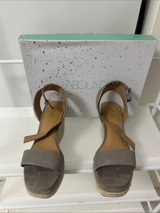 Abound Taupe Suede Espadrille Wedge Sandals with Ankle Strap