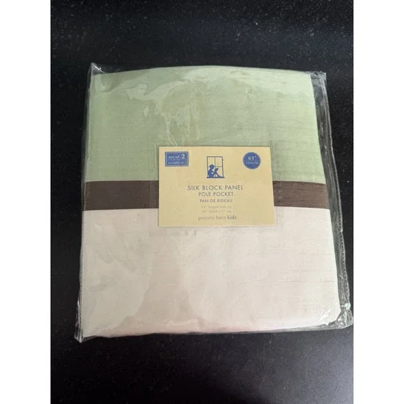 New Pottery‎ Barn Kids Silk Block Curtain Panels Set 2 63