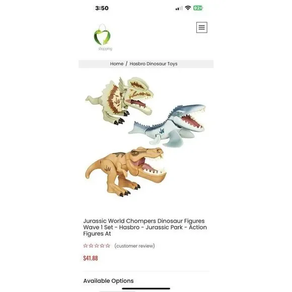 Set of 3 Jurassic world chompers