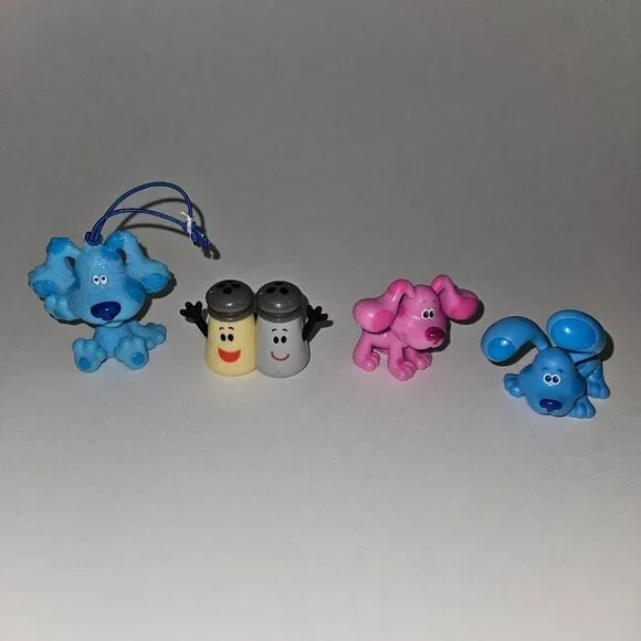 4 Blues Clues Figures Toy Lot Dog Blue Magenta Salt & Pepper Cake Topper