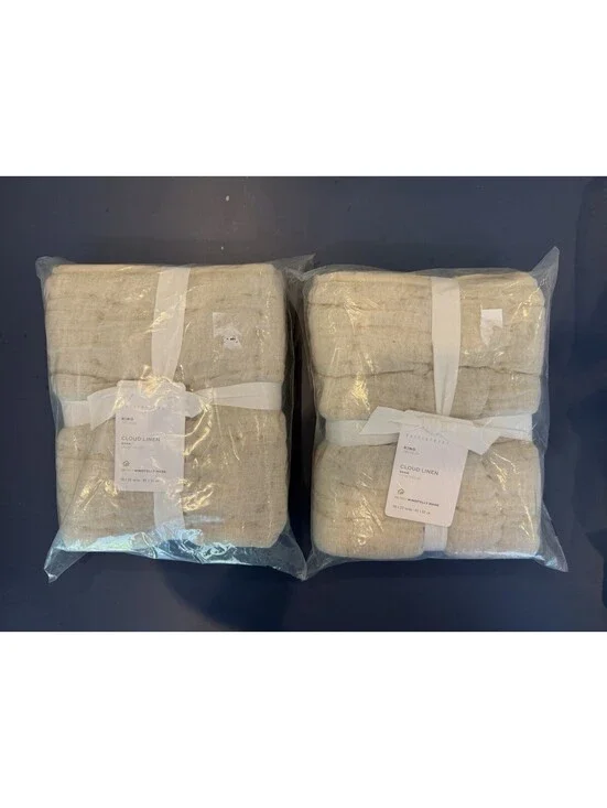 New Set Of 2 PotteryBarn Cloud Linen King Shams Flax New Sealed