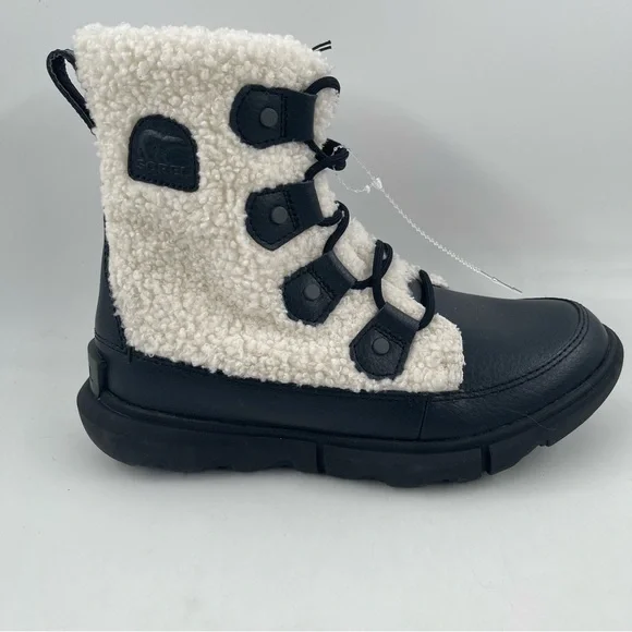 Sorel Womens Explorer II Joan Cozy-Size 6.5-Black & White Sherpa Boot-Ships Free