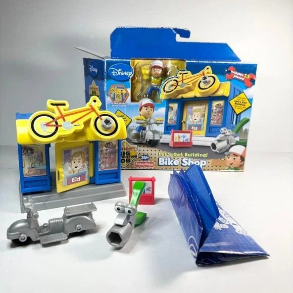Vtg Fisher Price Disney Handy  Manny‎ Bike Shop Complete Set