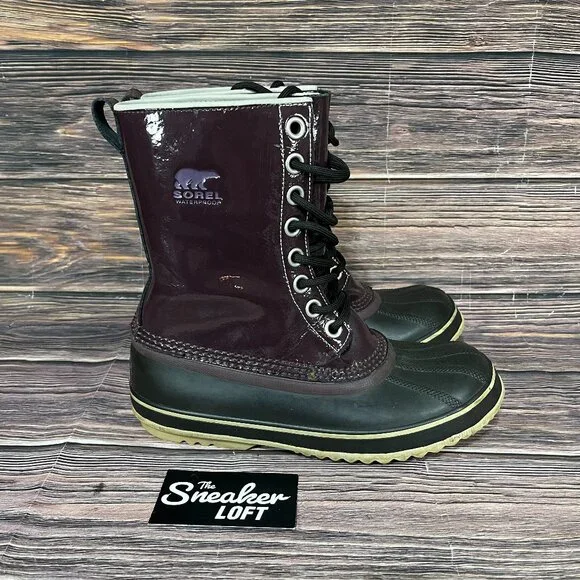 Sorel Dahlia‎ Women's Purple Patent Leather Insulated Snow Boots