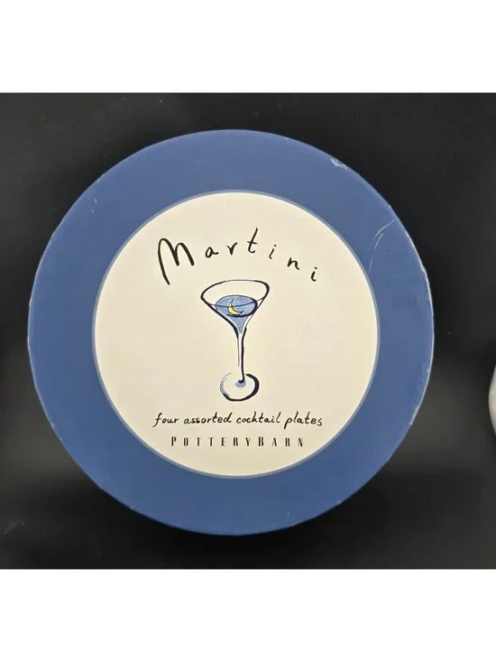 Pottery Barn Set Of 4 Martini Collection Cocktail Plates 7.5