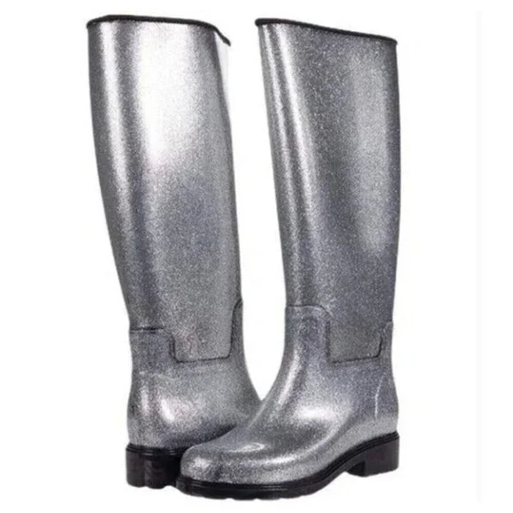MELISSA Thermal Seasonal Rainboots Women's Boots Silver Lugged New Size 6