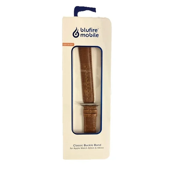 Blufire Mobile Apple Watch Band Leather Light Brown Adjustable 42‎ 44mm
