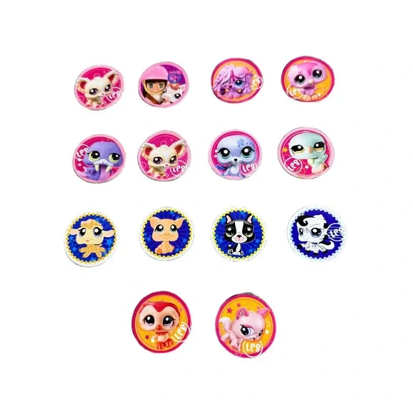 Hasbro Littlest Pet Shop LPS Circular Stickers Lot of 14 Vintage 2008-2010
