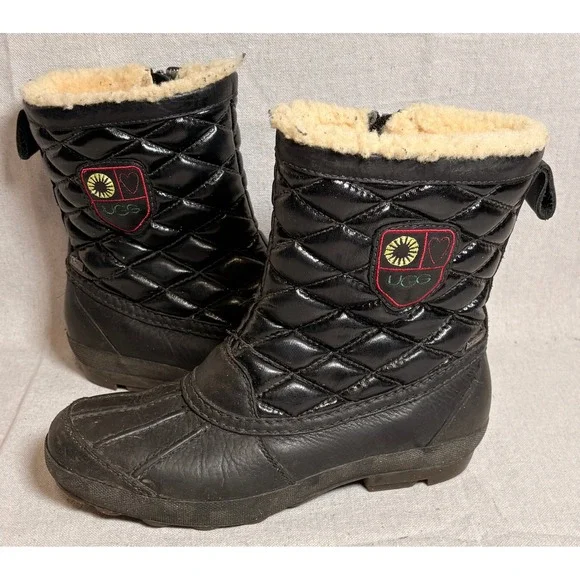 UGG Australia Bellegrade Quilted Winter Snow Waterproof Boots Black US‎ 8