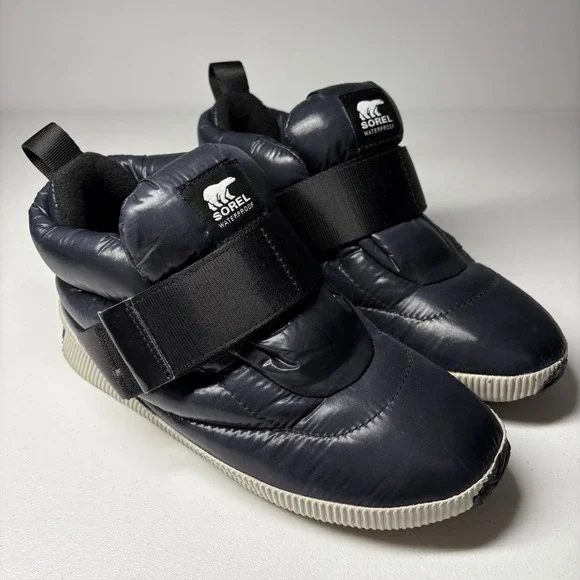 SOREL Womens Out‎ N About Puffy Waterproof Winter Sneaker Boots Size 8 Navy Blue