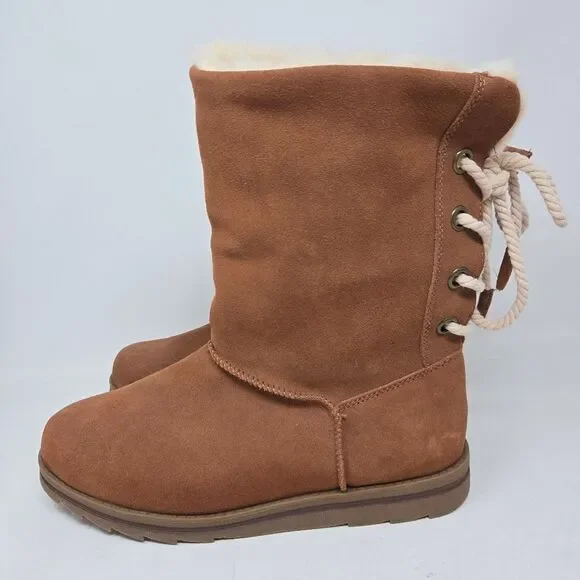 MUK LUKS‎ Brown Suede Mid Winter Boots Ziggy Rodeo Water Repellent Size 9