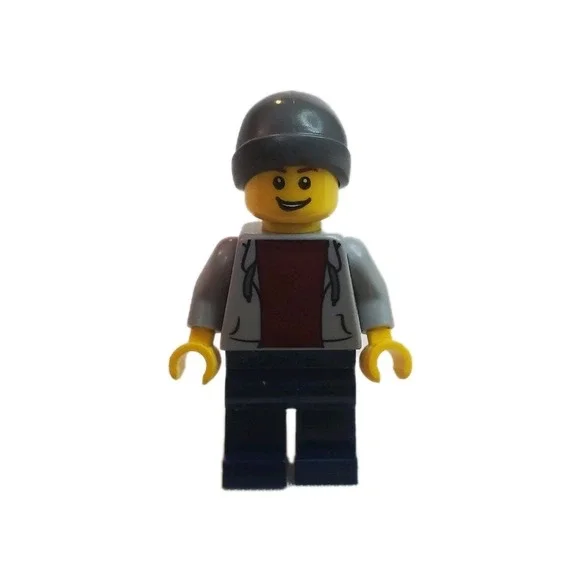 Lego Minifigure Bluish Gray Hoodie Dark Red Shirt Town City cty0654‎ Skate Wheel