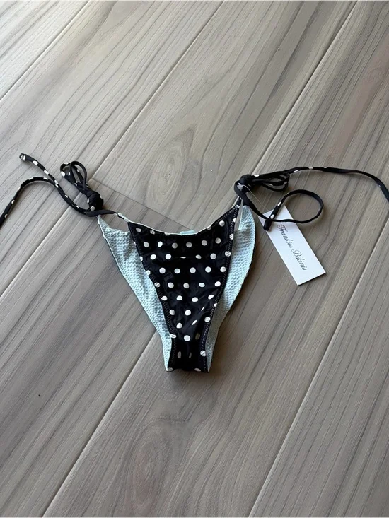 Frankie’s Bikinis Mackenzie Seersucker Bikini Bottoms Reversible