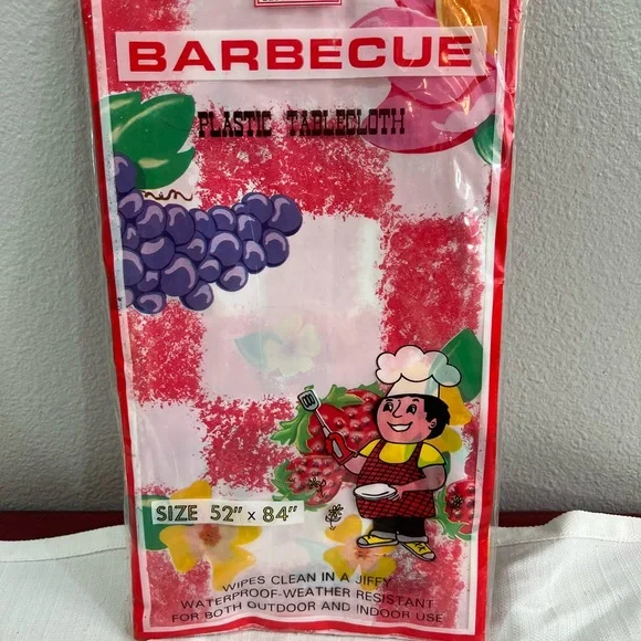 Vintage Better Home  Barbecue‎ Plastic Tablecloth - Red