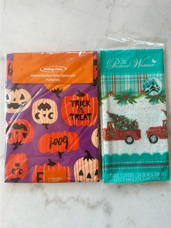 NWT Set of Holiday Tablecloths | Pumpkin 'Trick or Treat' & Christmas tablecloth