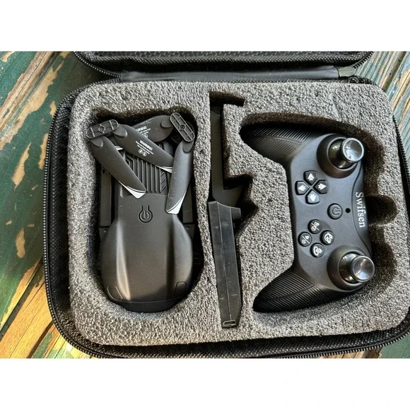 Swifsen Foldable Mini Drone with Remote Control and Padded Carrying Case Black