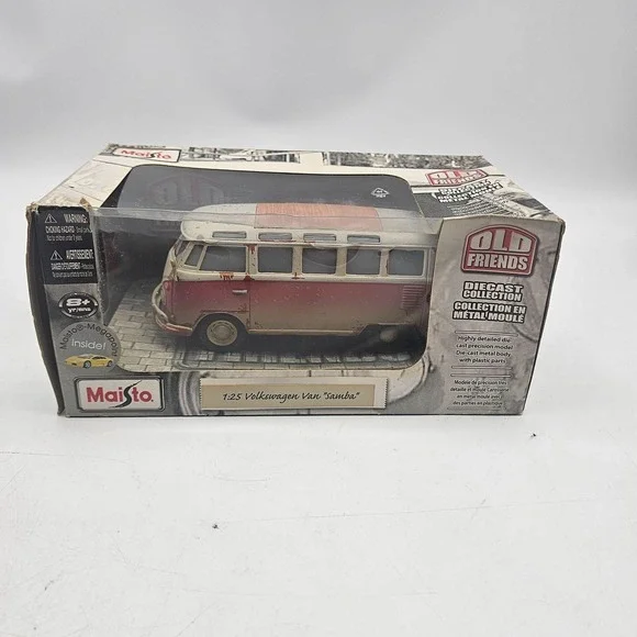 Maisto Old Friends Volkswagen Van Samba 1:25 Diecast Red Bus Toy Collectible