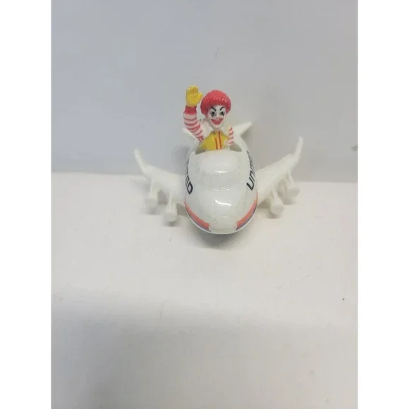 Vintage 1991 McDonalds Happy Meal Toy Ronald McDonald United Airlines Airplane‎