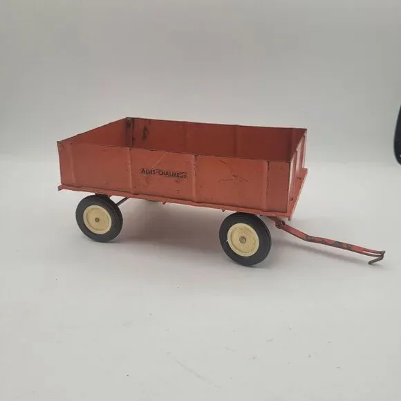 VINTAGE ERTL ALLIS CHALMERS BARGE WAGON PRESSED STEEL 1960'S 1/16 SCALE‎