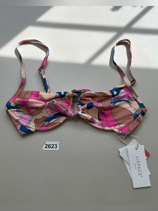 L*Space Eco Chic Rose Bikini Top Women's Size Small Sundazed Floral Swim