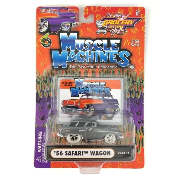Muscle Machines 1956‎ '56 Pontiac Safari Wagon Metallic Gray Car Die Cast 1/64