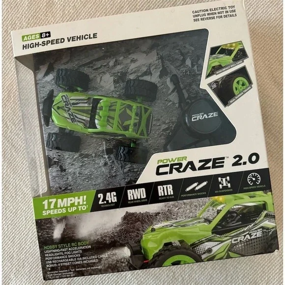 Power Craze 2.0 Mini RC Car with Remote Control - Green