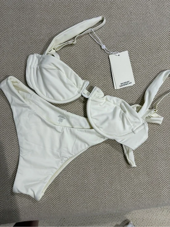 Monday Swimwear Ivory Underwire Bikini Set (Byron Bottoms)