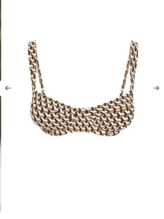 Monday Swimwear Brown and Cream Geometric Underwire Bikini Top