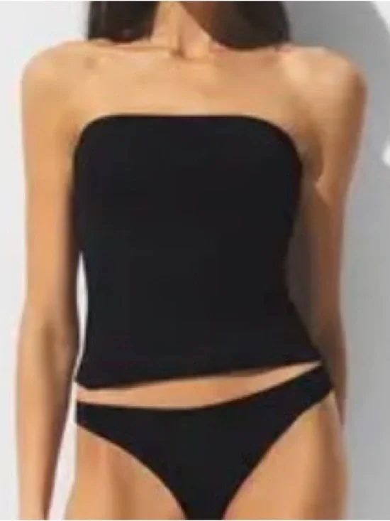 🖤 SKIMS Iconic Swim Convertible Bandeau Bikini Top | Onyx | XS | NWOT 🏷️