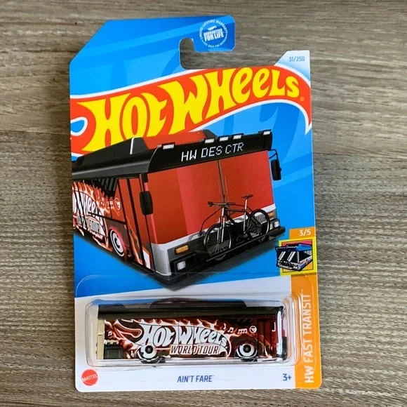 Hot Wheels Aint Fare World Tour Red Transit Bus Treasure Hunt Hotwheels 2024 New