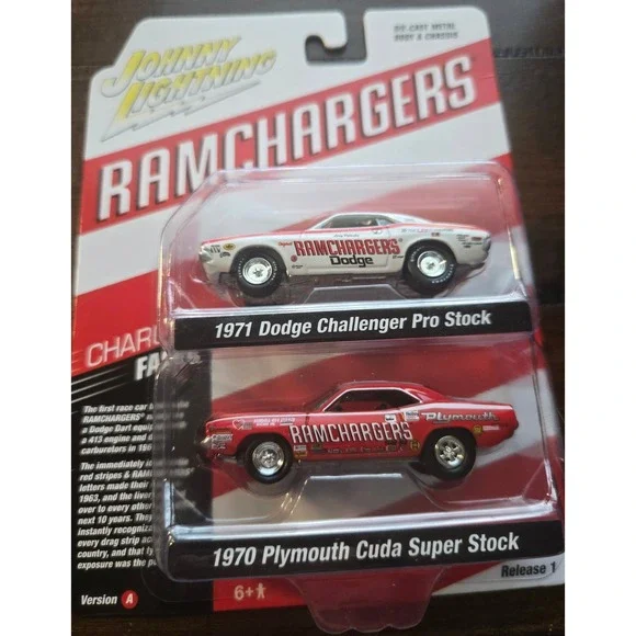 Johnny Lightning Ramchargers 2-Pack 1971 Dodge Challenger 1970 Plymouth Cuda A