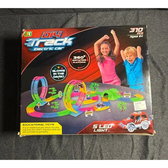 DIY Track Electric Car Glow in the Dark 310 Pcs 360 Rotating Platform DR8003