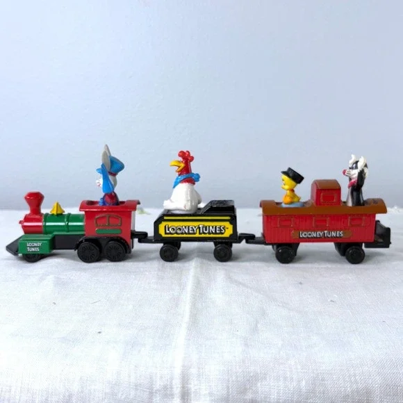 Vintage 1989 Ertl Looney Tunes Diecast Train Set Bugs Bunny Foghorn Tweety 3pc