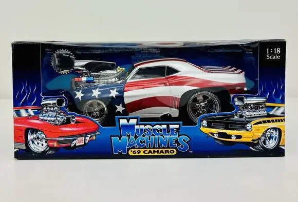 Muscle Machines 1:18 '69 Camaro Stars & Stripes American Flag 71165 New Sealed