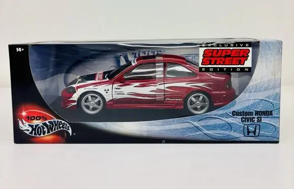 100% Hot Wheels 1:18 Custom Honda Civic SI Red Super Street Edition 27807 Sealed