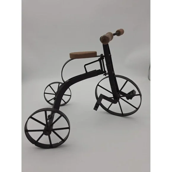 Vintage Salesman Sample/Toy/Doll Tri-Cycle Wood Seat Handles,Wrought Iron Frame!