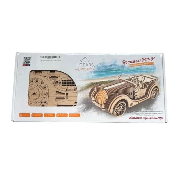 UGears Roadster VM-01 Wooden 3D Puzzle Mechanical Model Kit 437 Parts New Sealed